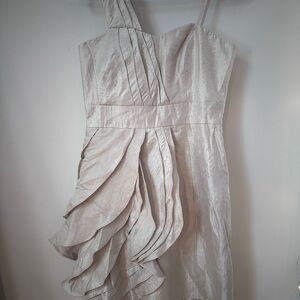 ModCloth champagne one-shoulder cocktail dress